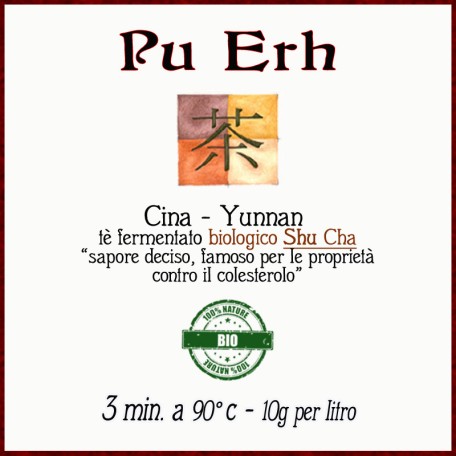 Pu Erh biologico Conf. 75/150/250 g